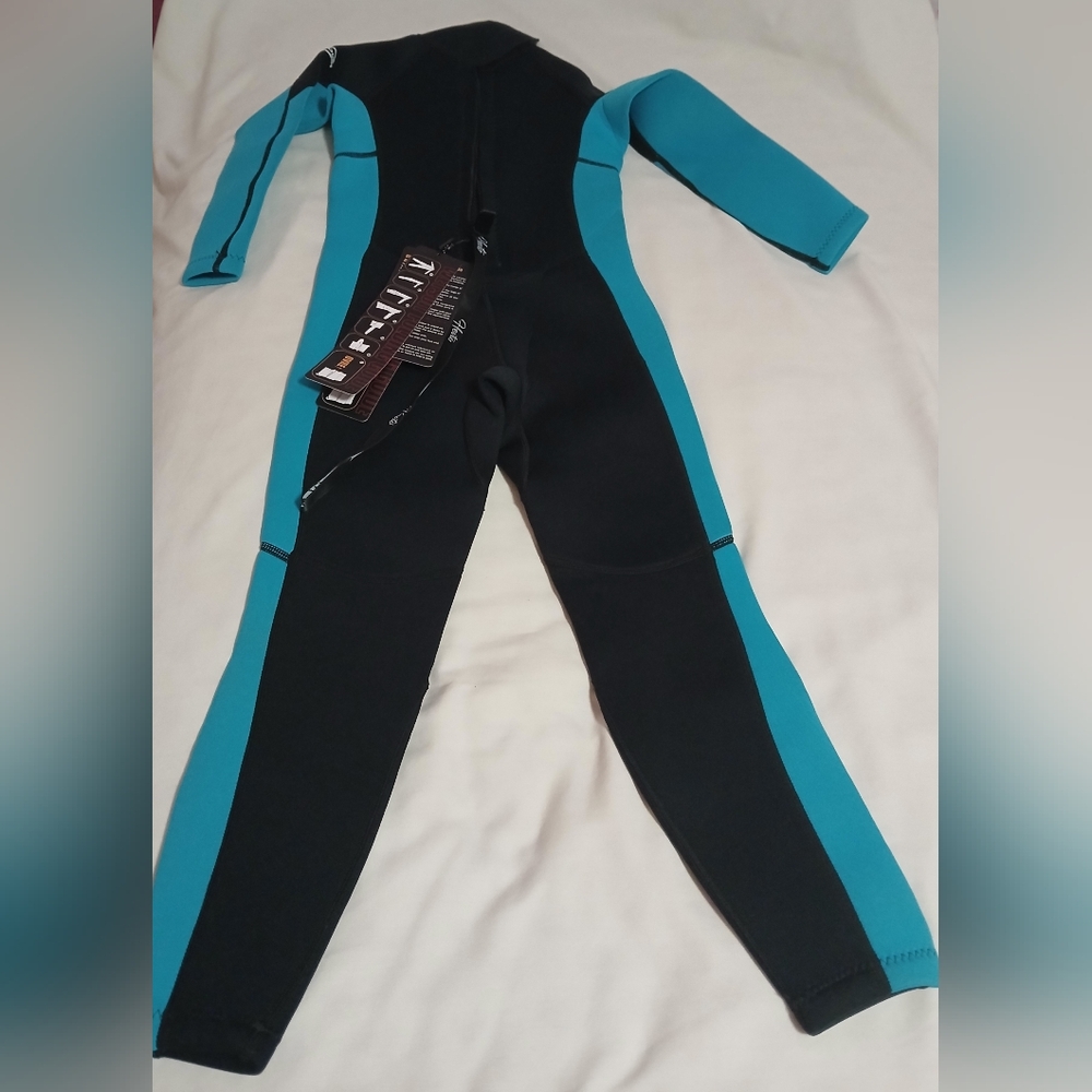 Kids Full Body Swim Wetsuit - Black & Teal